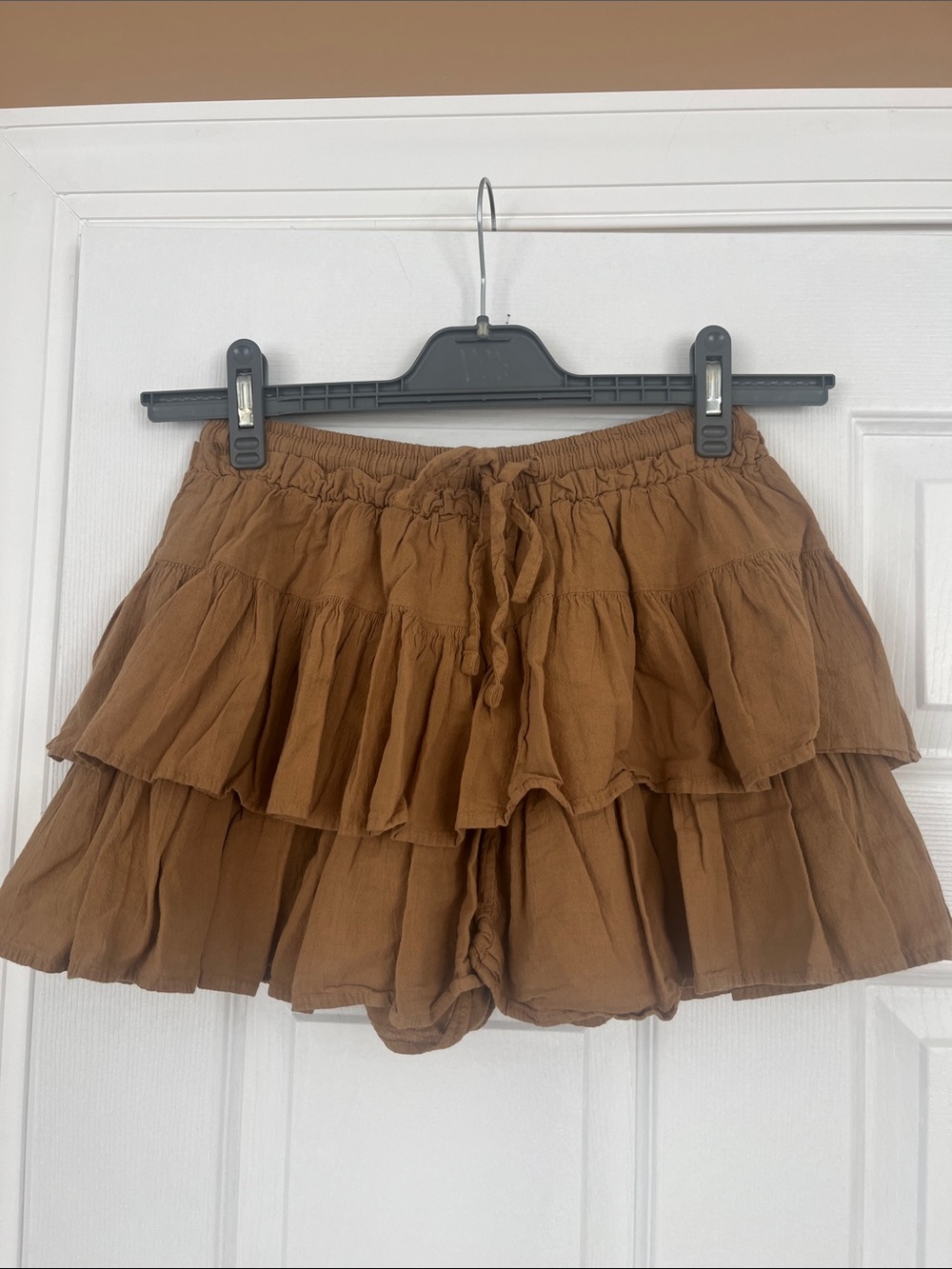 Tiered Ruffle Mini Skirt - Brown